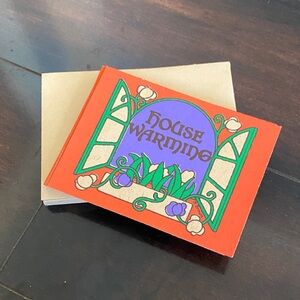 Vintage Silk Screen Print Orange and Purple Housewarming Invitations Cards